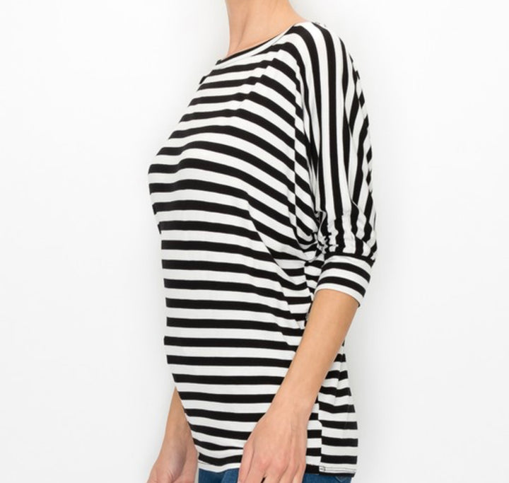 Must Have Black Striped Dolman Sleeve Top