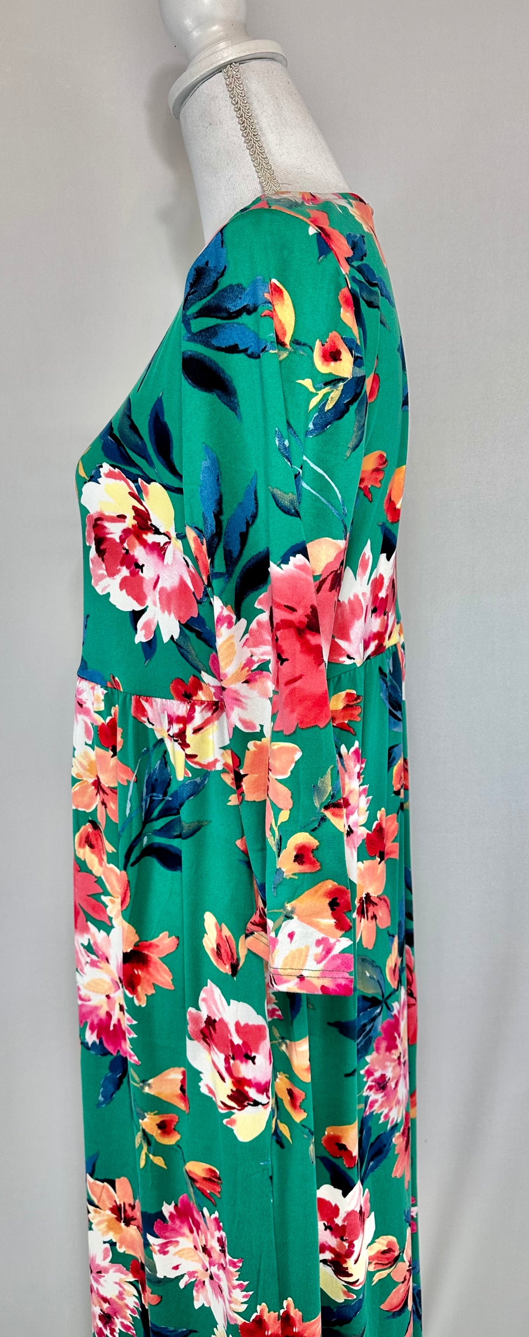 Bright Floral Empire Long Modest Maxi Dress
