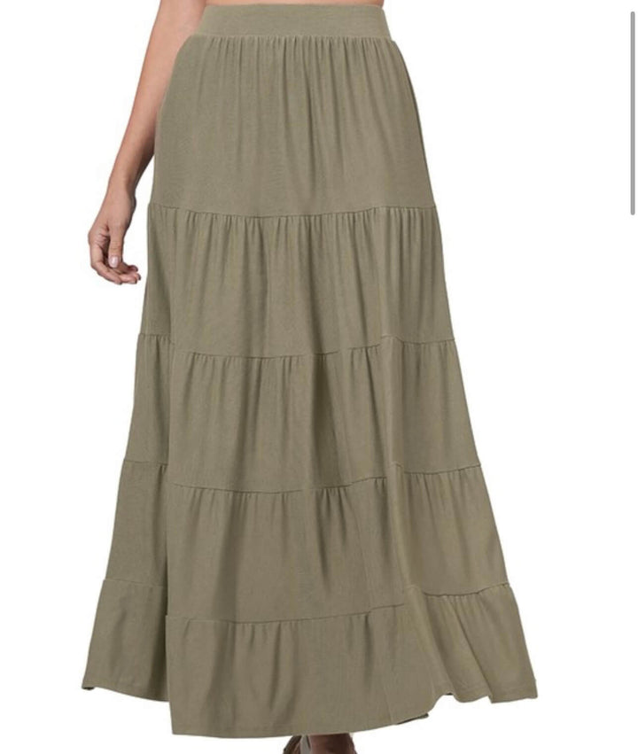 Jayda Long Tiered Modest Skirt