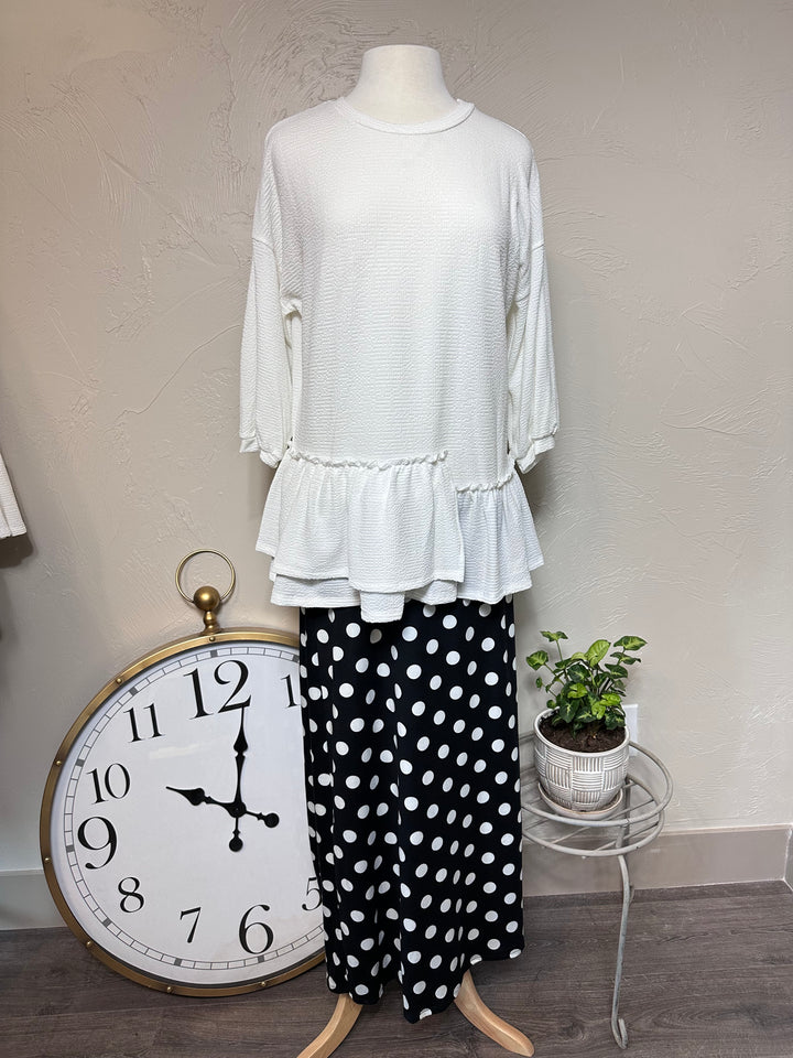 Lovely Lady's Black Polka Dot Long Modest Maxi Skirt