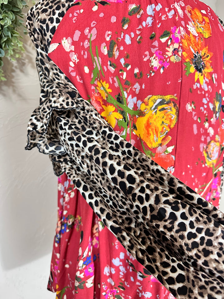 Liza's Cheetah Animal Floral Modest Top