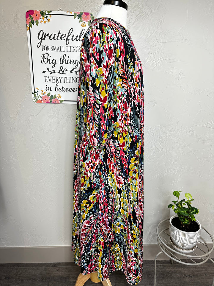 Liza's Flowy Maxi Colorful Black Modest Dress