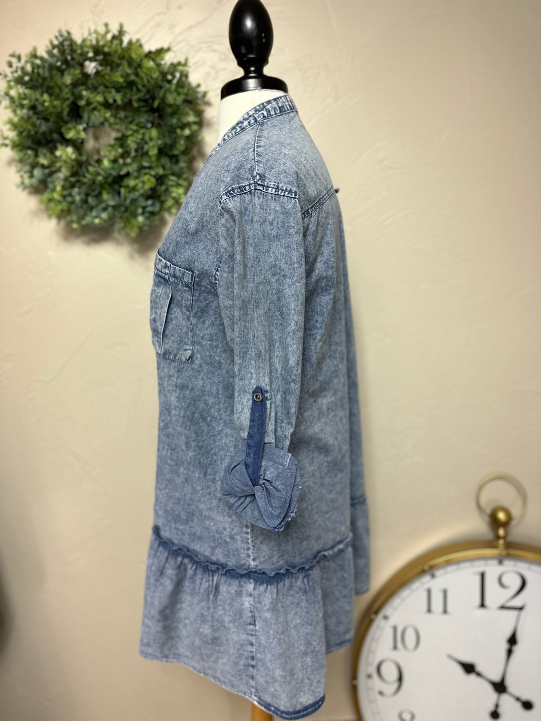 Liza's Chambray Blue Wash Button Up Top