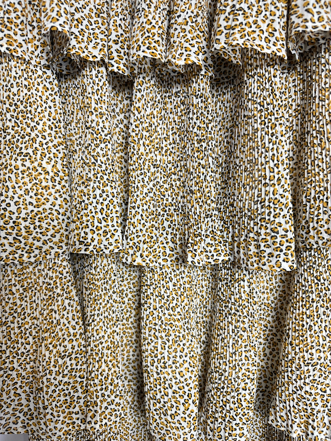 Sandrea Long Tiered Crinkled Animal Print Modest Skirt