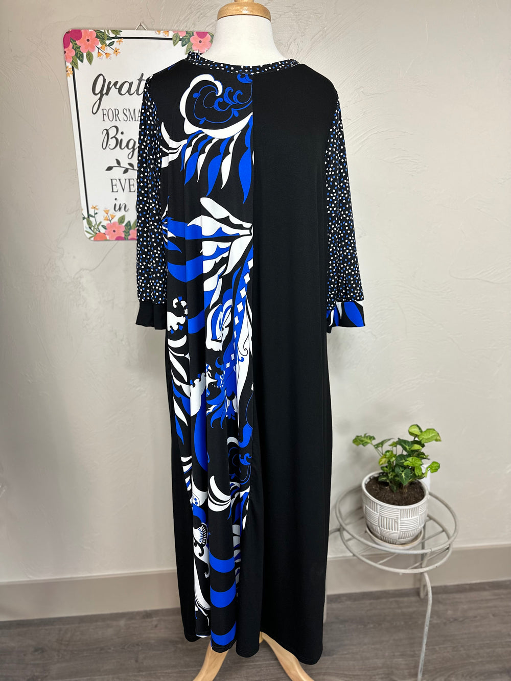 Celeste Royal Blue & Black Contrast Modest Dress Liza Lou's