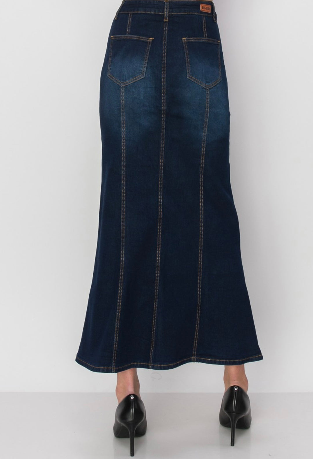 Liza's Long Denim Zag Indigo Skirt