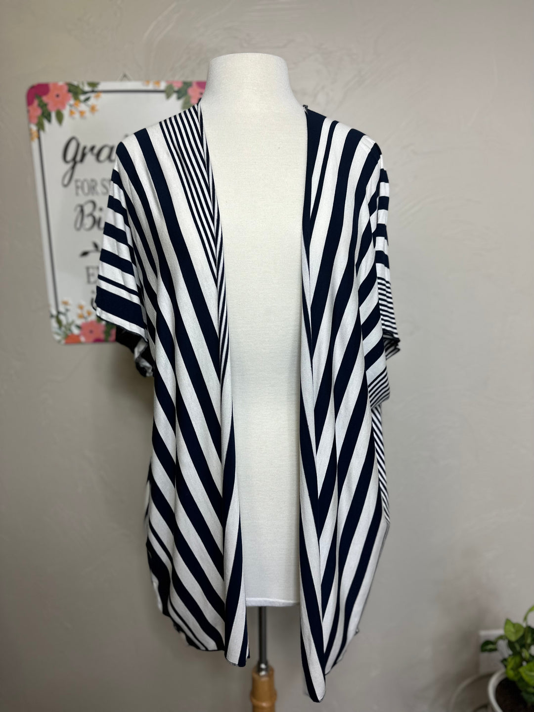 Navy Striped Cardigan Kimono