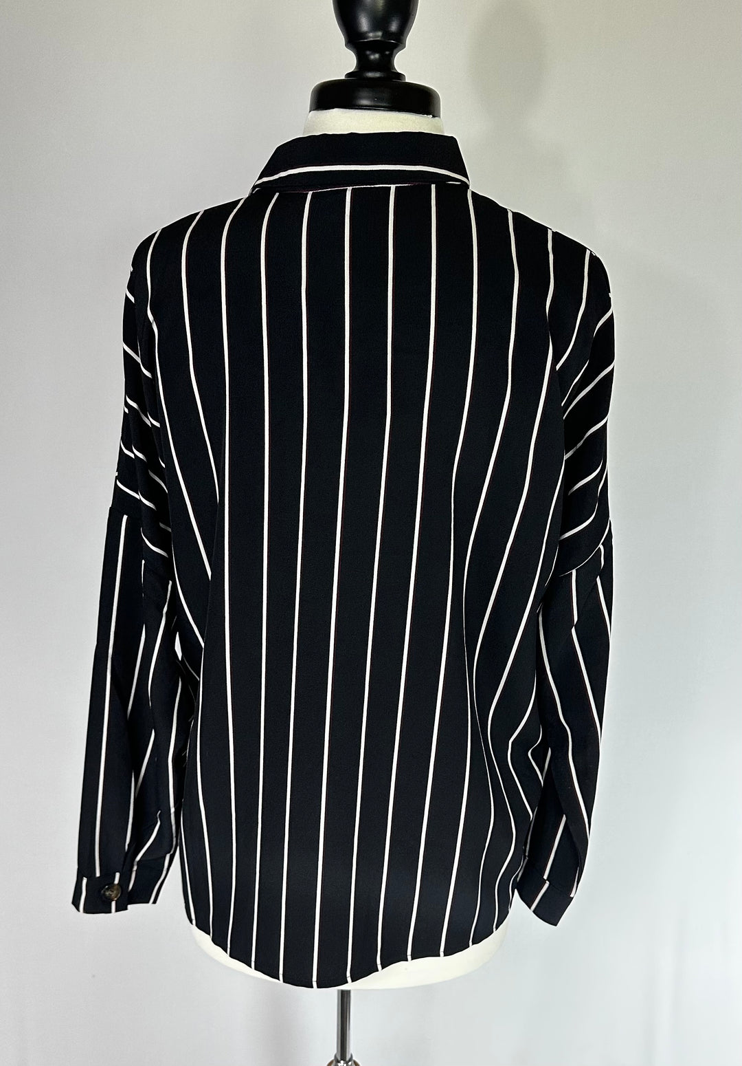 Uptown Black Pinstripe Button Up Blouse Top