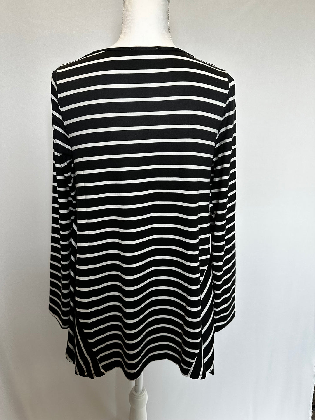 Alaina Lou Black & White Striped Handkerchief Modest Top